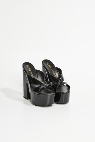 Mules à talons en cuir de veau verni Miami - Noir