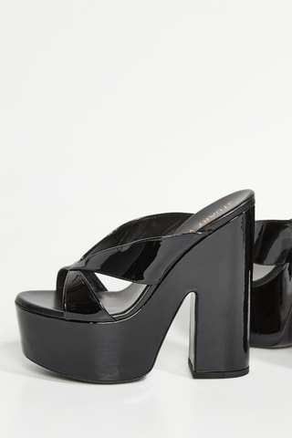 Mules à talons en cuir de veau verni Miami - Noir