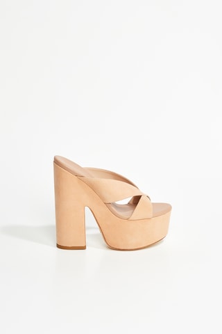 Mules à talons en cuir de chèvre nubuck Miami Sohi - Beige