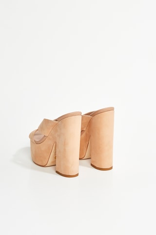 Mules à talons en cuir de chèvre nubuck Miami Sohi - Beige