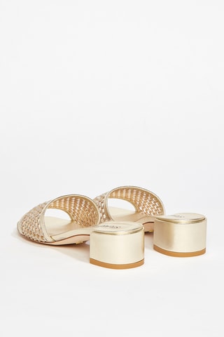 Mules à talons en cuir Cayman - Doré