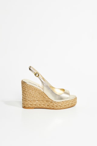 Sandales compensées cuir de chèvre - Argenté