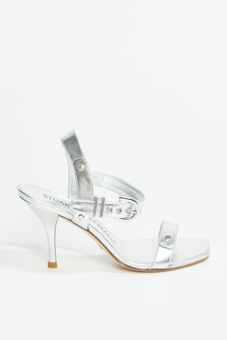 Sandales à talons en cuir de chèvre Maverick - Argenté