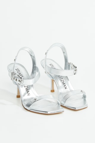 Sandales à talons en cuir de chèvre Maverick - Argenté