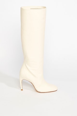 Bottes en cuir d’agneau Slouch - Ecru