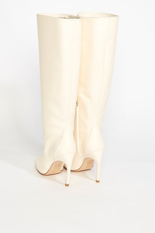 Bottes en cuir d’agneau Slouch - Ecru