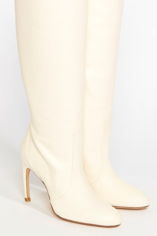 Bottes en cuir d’agneau Slouch - Ecru