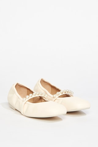 Babies en cuir d’agneau nubuck Goldie - Nude