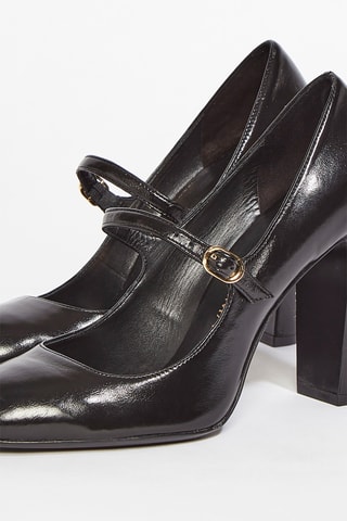 Babies à talons en cuir de veau Vida - Noir