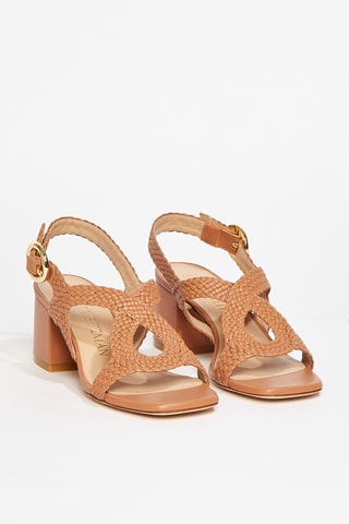 Sandales à talons en cuir d’agneau Wvette - Camel