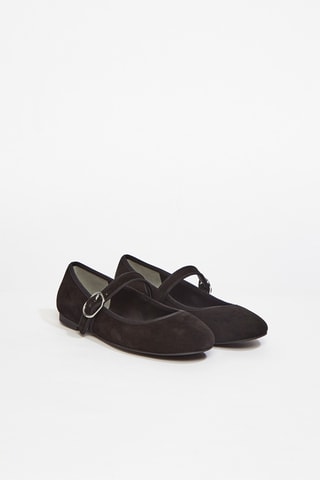Babies en cuir de chèvre nubuck Alice - Noir