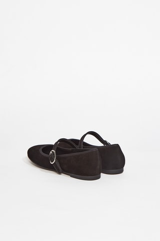 Babies en cuir de chèvre nubuck Alice - Noir