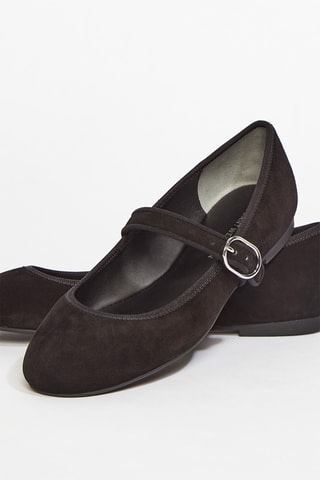 Babies en cuir de chèvre nubuck Alice - Noir