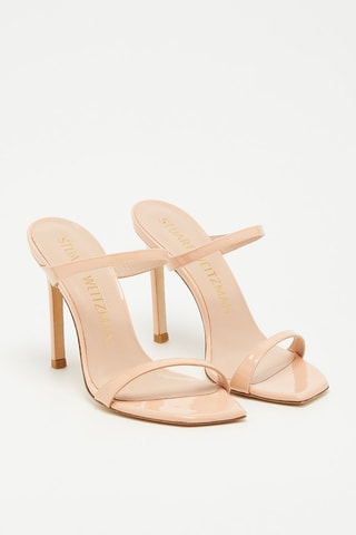 Mules à talons en cuir de veau verni Aleena - Nude - Stuart Weitzman