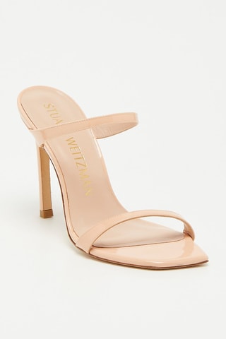 Mules à talons en cuir de veau verni Aleena - Nude - Stuart Weitzman