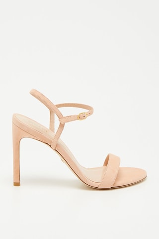 Sandales à talons en cuir de chèvre nubuck Nunakedsong - Nude - Stuart Weitzman