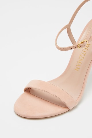 Sandales à talons en cuir de chèvre nubuck Nunakedsong - Nude - Stuart Weitzman