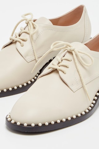 Derbys en cuir Kiran Pearl Ecru - Stuart Weitzman