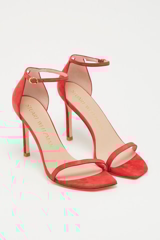 Sandales à talons en cuir de chèvre nubuck Amelina - Rouge vif - Stuart Weitzman