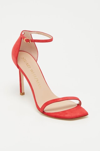 Sandales à talons en cuir de chèvre nubuck Amelina - Rouge vif - Stuart Weitzman
