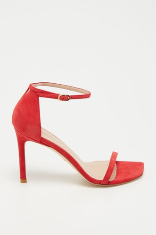 Sandales à talons en cuir de chèvre nubuck Amelina - Rouge vif - Stuart Weitzman