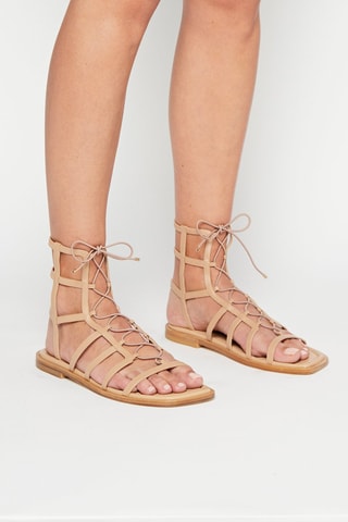 Sandales en cuir de veau Kora Lace-up - Nude - Stuart Weitzman