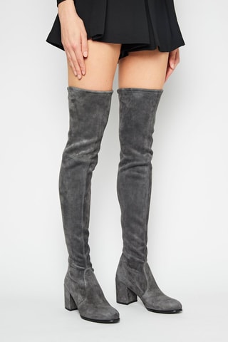 Cuissardes en cuir de chèvre Tieland - Anthracite - Stuart Weitzman