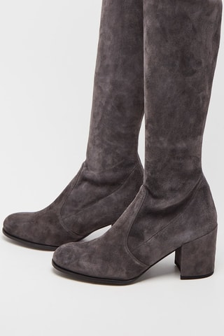 Cuissardes en cuir de chèvre Tieland - Anthracite - Stuart Weitzman