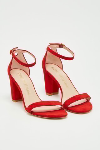 Sandales à talons en nubuck Nearlynude - Rouge - Stuart Weitzman