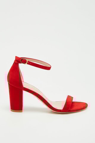 Sandales à talons en nubuck Nearlynude - Rouge - Stuart Weitzman