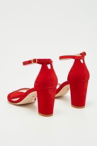 Sandales à talons en nubuck Nearlynude - Rouge - Stuart Weitzman
