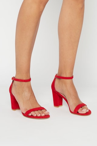 Sandales à talons en nubuck Nearlynude - Rouge - Stuart Weitzman