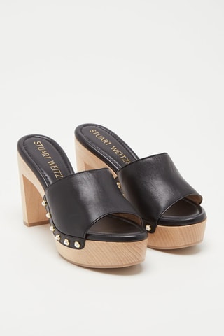 Mules à talons en cuir Pearl Clog 
Noir - Stuart Weitzman