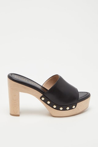 Mules à talons en cuir Pearl Clog 
Noir - Stuart Weitzman