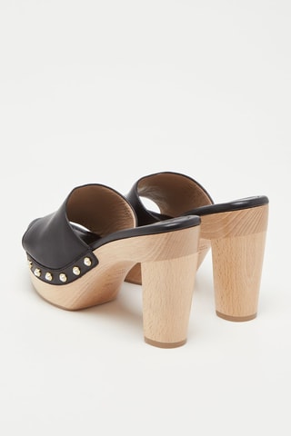Mules à talons en cuir Pearl Clog 
Noir - Stuart Weitzman