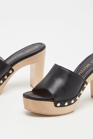 Mules à talons en cuir Pearl Clog 
Noir - Stuart Weitzman