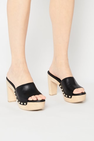 Mules à talons en cuir Pearl Clog 
Noir - Stuart Weitzman