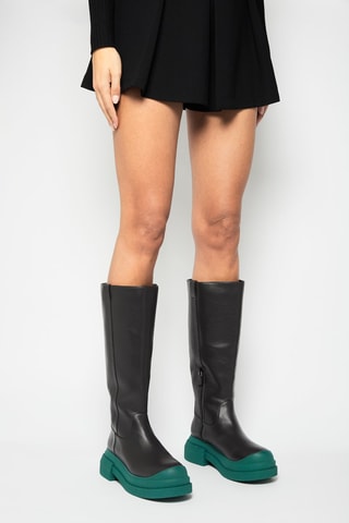 Bottes en cuir Charli Sportlift Noir et vert foncé - Stuart Weitzman
