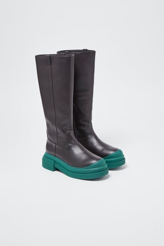Bottes en cuir Charli Sportlift Noir et vert foncé - Stuart Weitzman