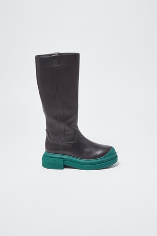 Bottes en cuir Charli Sportlift Noir et vert foncé - Stuart Weitzman