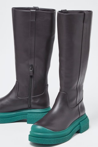 Bottes en cuir Charli Sportlift Noir et vert foncé - Stuart Weitzman