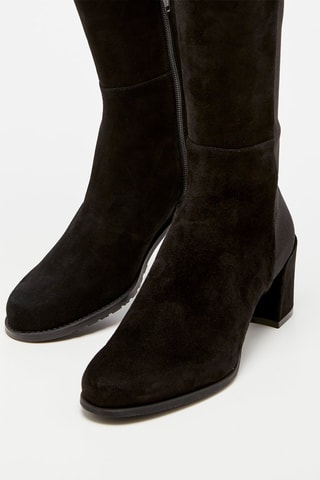 Cuissardes en cuir de chèvre nubuck City Block - Noir