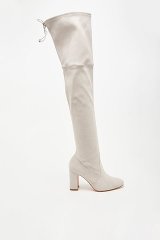 Cuissardes en cuir de chèvre nubuck Kirstie - Ecru