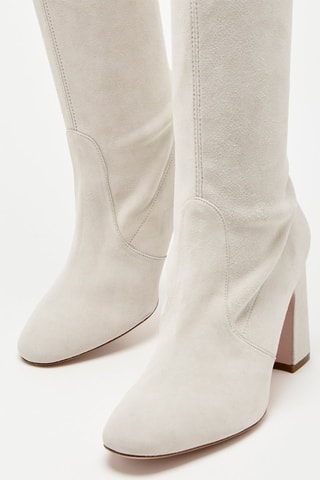 Cuissardes en cuir de chèvre nubuck Kirstie - Ecru