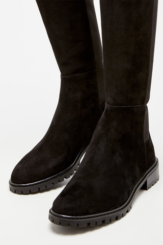 Cuissardes en cuir de chèvre nubuck City - Noir