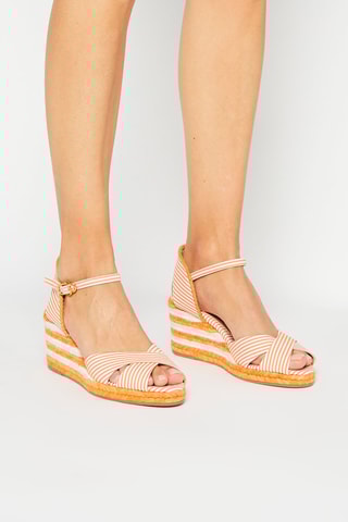 Sandales compensées Mirela 
Blanc et orange - Stuart Weitzman