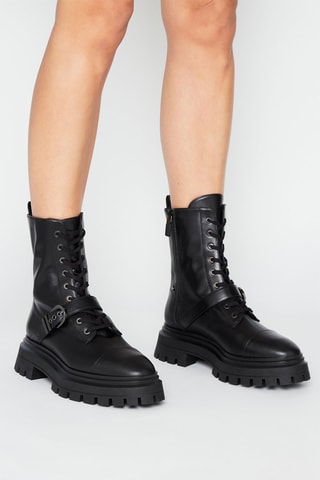 Bottines plateformes en cuir d'agneau Maverick Bedford - Noir