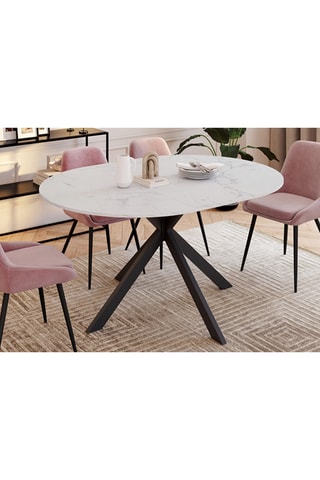 Mesa de refeição redonda extensível Soline efeito mármore branco e preto Ø110-150cm