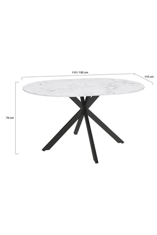 Mesa de refeição redonda extensível Soline efeito mármore branco e preto Ø110-150cm