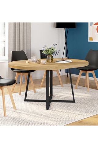 Mesa de refeição redonda extensível Sana madeira e preto Ø110-150cm